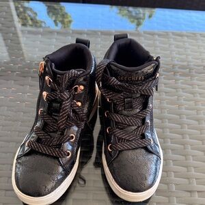 Skechers Black and Gold Kids High-Top Sneakers